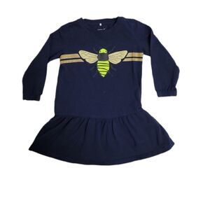 NAME IT dress navy blue bee long sleeve ruffle tunic 9-12m‎